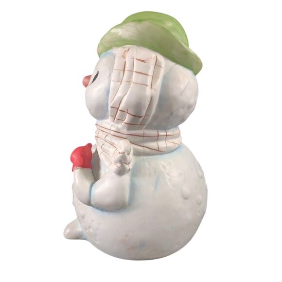 Vintage Mann Korea Cheerful Snowman Ceramic Music Box 8" - Picture 4 of 6